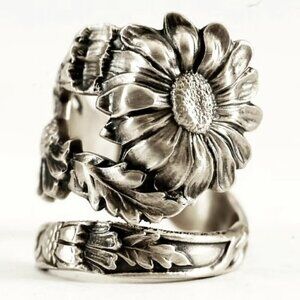 Boho Daisy or Sunflower Adjustable Spoon Ring #852